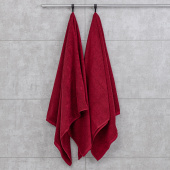Набор махровых полотенец Sandal "люкс" 70*140 см., цвет - бордовый, пл. 450 гр. - 2 шт. - фото