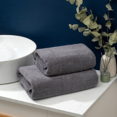 Набор махровых полотенец Sandal "SuperSoft" 50х100 и 70х140 см., цвет - серый, пл. 500 гр. - фото