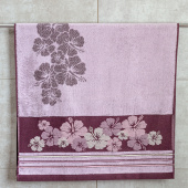 Махровое полотенце Dina Me (QD-0476) 70х140 см., цвет - Бордовый+розовый, плотность 550 гр. - фото