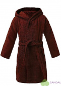 Халат махровый детский с капюшоном, цвет коричневый - фото