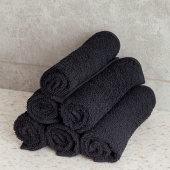 Набор махровых салфеток осибори Sandal "оптима" 30*30 см., цвет - чёрный, плотность 380 гр. - 6 шт - фото