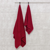 Набор махровых полотенец "люкс" из 2-х штук (50*90, 70*140 см.). Цвет - бордовый. - фото