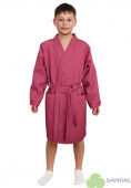 Халат вафельный детский кимоно, цвет бордо - фото