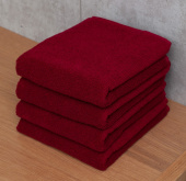 Набор махровых полотенец Sandal "люкс" 40*70 см., цвет - бордовый, пл. 450 гр. - 4 шт. - фото