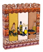 Набор вафельных полотенец тройка - Оливка арт. Т-32 - фото