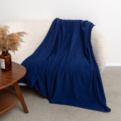 Плед флисовый "люкс" с эффектом "антипиллинг" 150х170 см., плотность 230 гр., цвет - темно-синий - фото