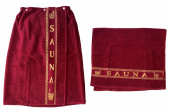 Набор для сауны мужской (килт 70*140 см. + полотенце 50*90 см.), бордовый - фото