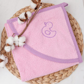 Детское полотенце-уголок для купания, 75*75 см., цвет розовый. - фото