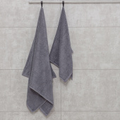 Набор махровых полотенец "люкс" из 2-х штук (50*90, 70*140 см.). Цвет - серый. - фото
