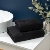 Набор махровых полотенец Sandal "SuperSoft" 50х100 и 70х140 см., цвет - черный, пл. 500 гр. - фото