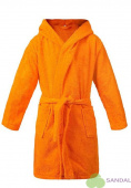 Халат махровый детский с капюшоном, цвет оранжевый - фото