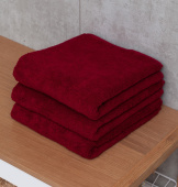 Набор махровых полотенец Sandal "люкс" 50*90 см., цвет - бордовый, пл. 450 гр. - 3 шт. - фото