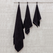 Набор махровых полотенец "люкс" из 3-х штук (40*70, 50*90, 70*140 см.). Цвет - черный. - фото