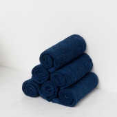 Набор махровых салфеток осибори Sandal "люкс" 30*30 см., цвет - темно-синий, пл. 450 гр. - 6 шт. - фото