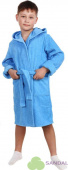 Халат махровый детский запашной с капюшоном (голубой) - фото