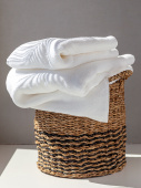 Набор махровых полотенец Sandal "premium" Microcotton 50х100 и 70х140 см., цвет - белый, пл. 550 гр. - фото