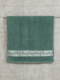 Набор махровых полотенец Abu Dabi из 2-х шт. (50*90 и 70*140 см.), цвет - цвет - зеленая мурена (0504), плотность 550 гр., 2-я нить. - фото