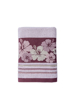 Махровое полотенце Dina Me (QD-0476) 70х140 см., цвет - Бордовый+розовый, плотность 550 гр. - фото