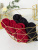 Набор махровых салфеток осибори "люкс" 30*30 см., цвет - чёрный+бордовый, пл. 450 гр. - 6 шт. - фото