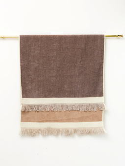 Подарочный набор махровых полотенец Sandal из 2-х шт. (50*90 и 70*140 см.), цвет -  ореховый + светлая олива (Bahroma), плотность 500 гр. - фото