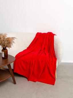 Плед флисовый "люкс" с эффектом "антипиллинг" 150х170 см., плотность 230 гр., цвет - красный - фото