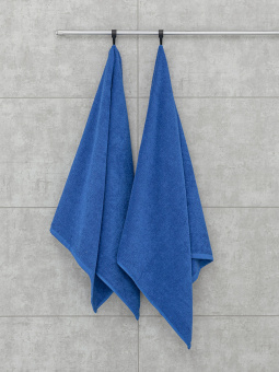 Набор махровых полотенец Sandal "люкс" 70*140 см., цвет - синий, пл. 450 гр. - 2 шт. - фото