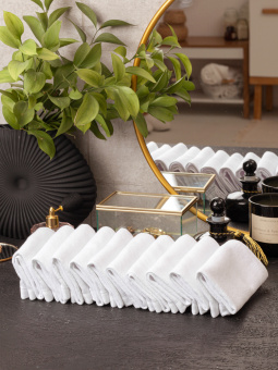 Набор махровых салфеток осибори Sandal "premium" 30*30 см., цвет - белый, 10 шт. - фото