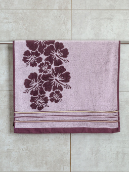 Махровое полотенце Dina Me (QD-0476) 50х90 см., цвет - Бордовый+розовый, плотность 550 гр. - фото