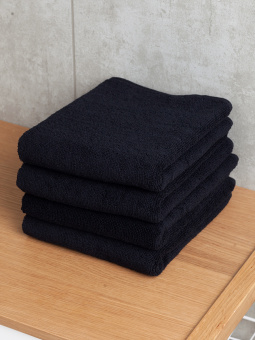 Набор махровых полотенец Sandal "люкс" 40*70 см., цвет - черный, пл. 450 гр. - 4 шт. - фото