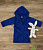 Халат махровый детский запашной с капюшоном (синий).Двухсторонняя махра, двойная нить в петле. - фото