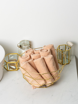 Набор махровых салфеток Sandal "люкс" осибори 30*30 см., цвет - бежевый, 10 шт. - фото