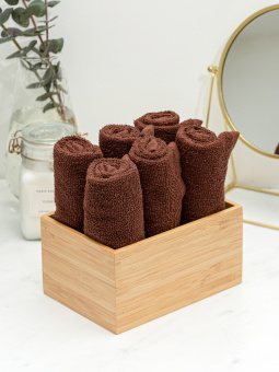 Набор махровых салфеток осибори Sandal "оптима" 30*30 см., цвет - коричневый, плотность 380 гр. - 6 шт - фото
