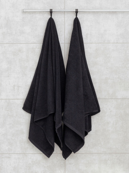 Набор махровых полотенец Sandal "люкс" 70*140 см., цвет - черный, пл. 450 гр. - 2 шт. - фото