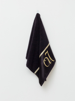 Махровое полотенце Abu Dabi 50*90 см., цвет - черный (OU7), плотность 600 гр., 2-я нить. - фото