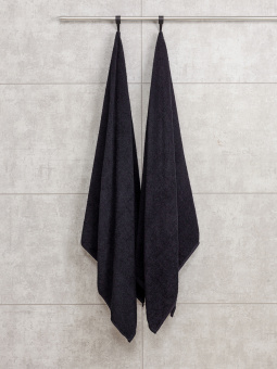 Набор махровых полотенец Sandal "оптима" 70*140 см., цвет - черный, пл. 380 гр. - 2 шт. - фото