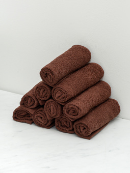 Набор махровых салфеток осибори Sandal "оптима" 30*30 см., цвет - коричневый, плотность 380 гр. - 10 шт - фото