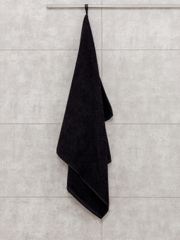 Набор махровых полотенец "люкс" из 2-х штук (50*90, 70*140 см.). Цвет - черный. - фото