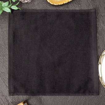 Махровая салфетка осибори Sandal "premium" 30*30 см., цвет - черный - фото