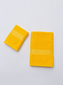 Набор махровых полотенец Dina Me из 2-х шт. (50*90 и 70*140 см.), цвет - Лимонный (NOTA ), плотность 450 гр. - фото