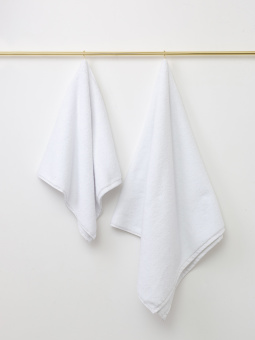 Набор махровых полотенец Terry Jar Zerotwist 50х100 и 70х140 см., цвет - белый, пл. 500 гр. - фото