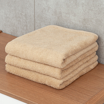 Набор махровых полотенец Sandal "люкс" 50*90 см., цвет - песочный, пл. 450 гр. - 3 шт. - фото